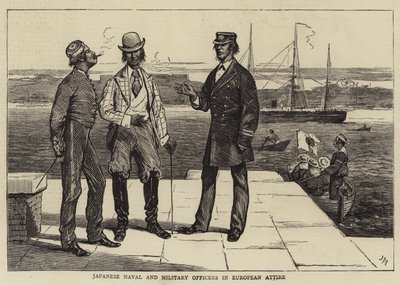 Japanse Marine- en Legerofficieren in Europese Kleding door Joseph Nash